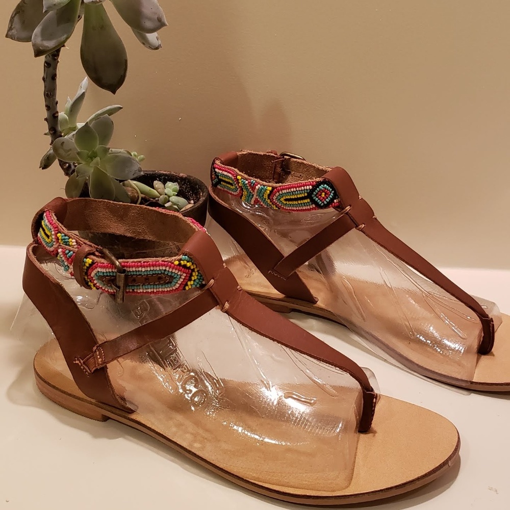 Urban Outfitters Ecote Beaded Leather Sandals